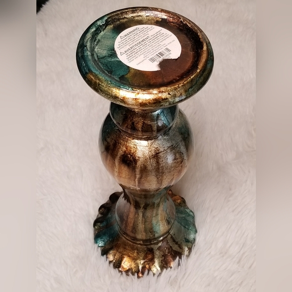 Teal & Bronze Candle Stand 11" x 5" - Picture 3 of 5